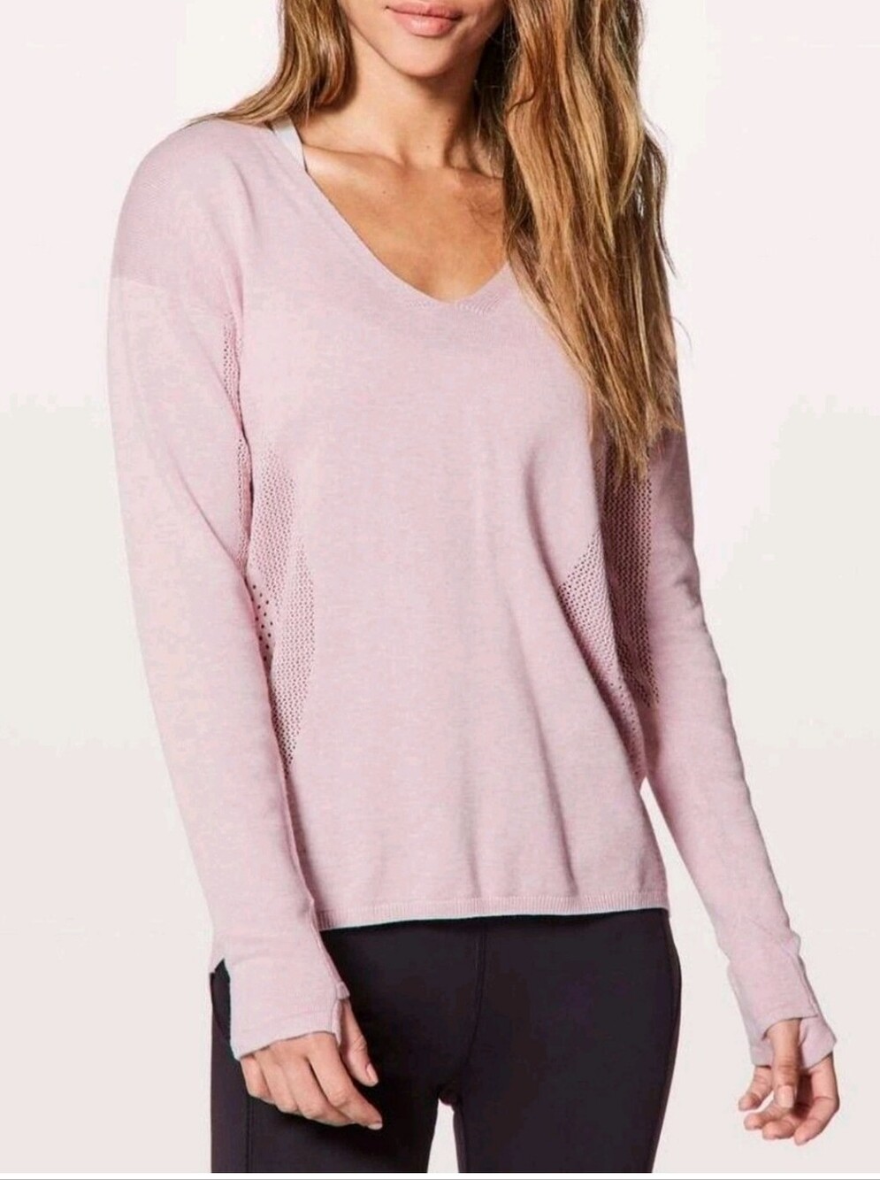Lululemon Still Movement Sweater Cotton Blnd Pullover Light Layer V-Neck Sz: 6?